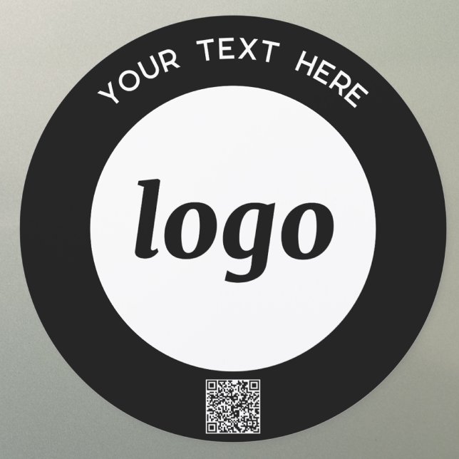Simple Logo QR Code Text Business Car Magnet (Simple logo with QR code and custom text business branding promotional car magnet)