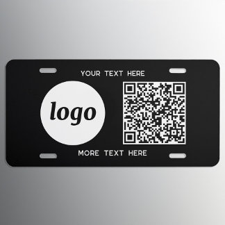 Simple Logo QR Code Text Business Promotional License Plate