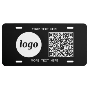 Simple Logo QR Code Text Business Promotional License Plate