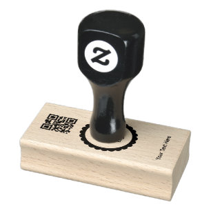 Simple Logo 'QR Code' Text Business Promotional Rubber Stamp