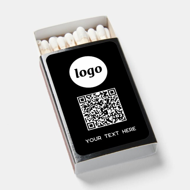 Simple Logo QR Code Text Promotional Business Matchboxes (Front Open)