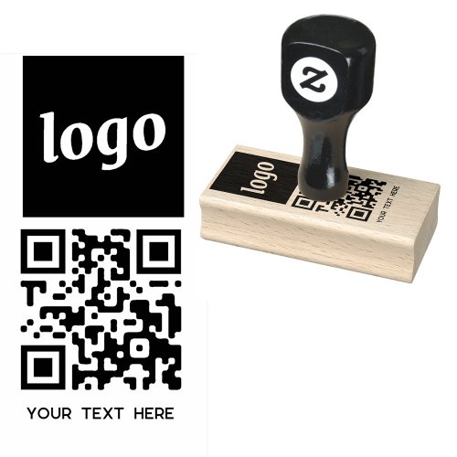 Simple Logo QR Code Text Rubber Stamp