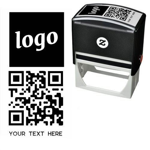 Simple Logo QR Code Text Self_inking Stamp
