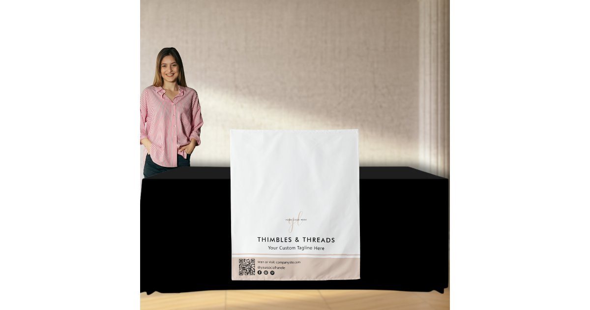 Simple Logo QR Vendor Event Display Table Runner Tapestry | Zazzle