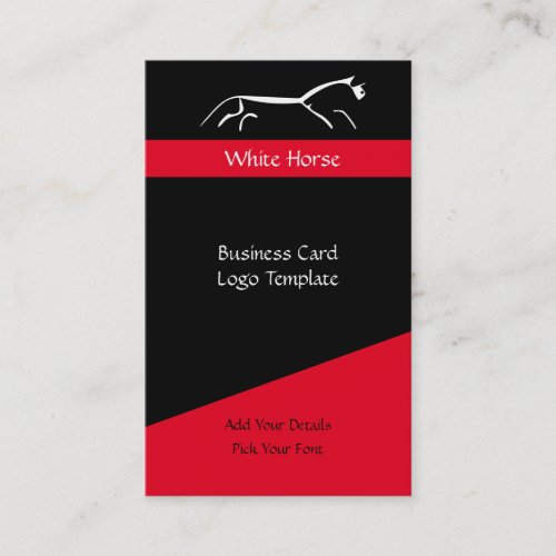 Simple Logo Red and White Horse Business Card
