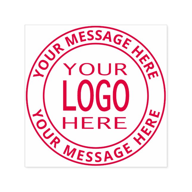Simple Logo Replacement & Bold Customizable Text Self-inking Stamp (Design)