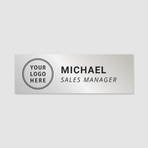Simple Logo Silver Name Tag