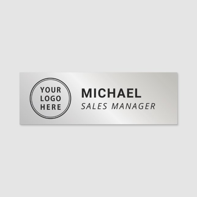 Simple Logo Silver Name Tag (Front)
