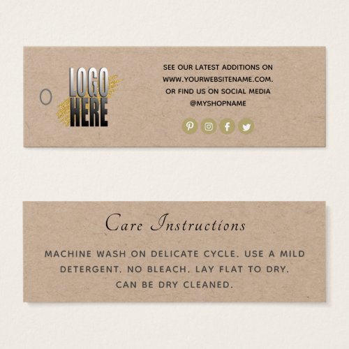 Simple Logo Social Media Kraft Clothing Care  tag