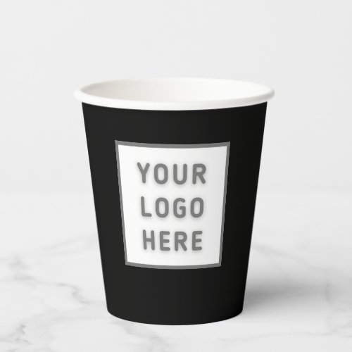 Simple Logo Template Business Promo Swag Black Paper Cups