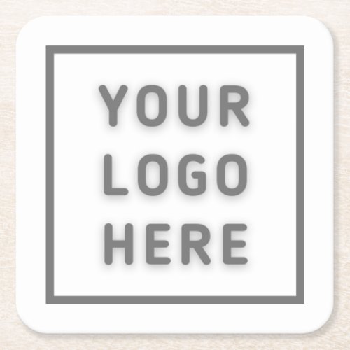 Simple Logo Template Business Promo Swag White Square Paper Coaster