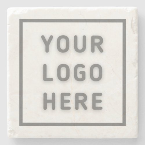 Simple Logo Template Business Promo Swag White Stone Coaster