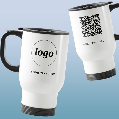 Simple Logo Text and QR Code Business Promotional Travel Mug