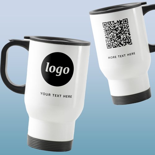 Simple Logo Text and QR Code Business Promotional Travel Mug