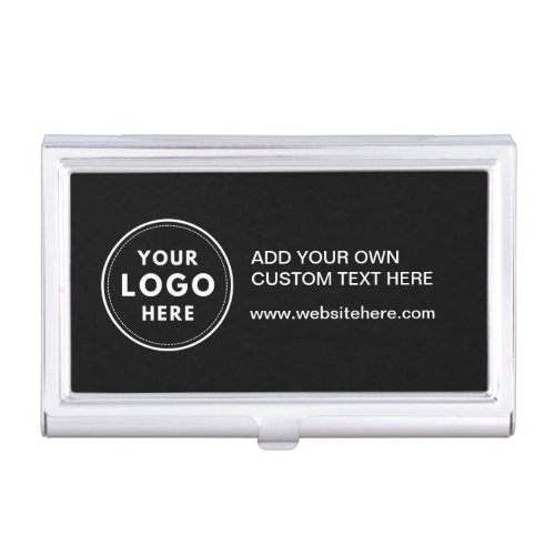 Simple Logo Text Black Business Card Case