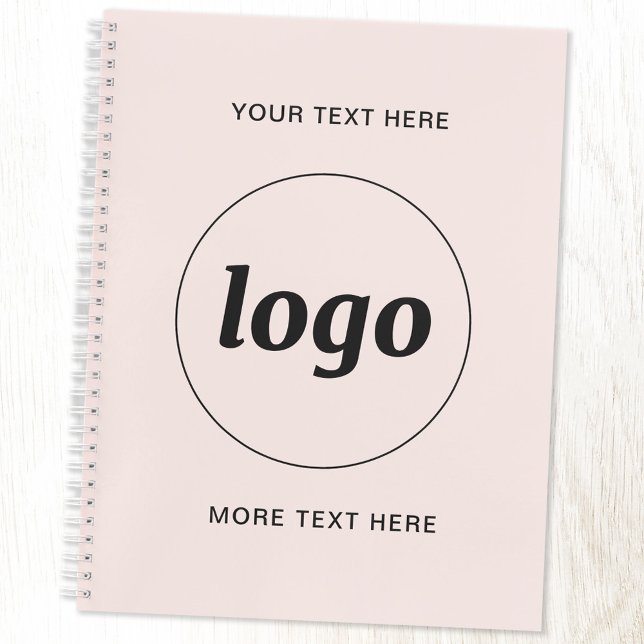 Simple Logo Text Blush Pink Notebook (Logo custom text business promotional notebook)