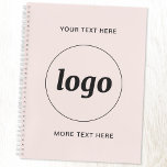 Simple Logo Text Blush Pink Planner<br><div class="desc">Simple logo and custom text design to foster brand loyalty and promote your small business. Replace the logo with your own, and change or delete the top and lower text on the front to customize. Perfect for using in your business, for promotional purposes and to give to employees, customers and...</div>