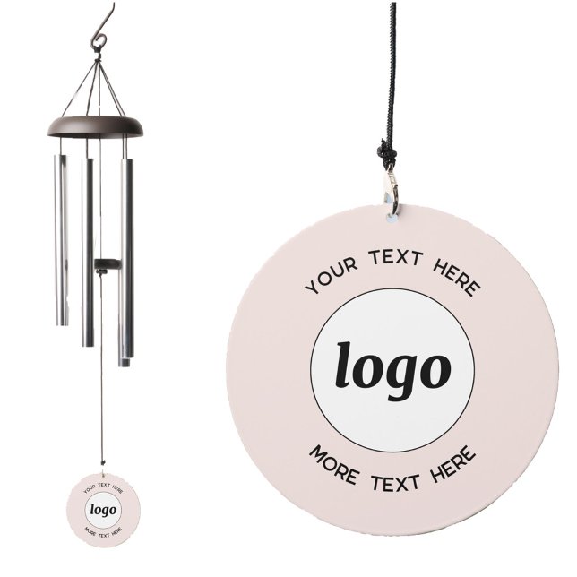 Simple Logo Text Business Branding Blush Pink Wind Chime (Simple logo with custom text business branding promotional blush pink wind chime)