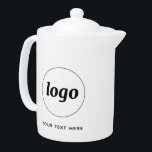 Simple Logo Text Business Branding Promotional Teapot<br><div class="desc">Simple logo and custom text design for your business. Replace the logo and text with your own to customize. Use them yourself, in your restaurant, bar, cafe or business, give them to your employees and staff, sell them to customers and clients or give them away as promotional material to inspire...</div>