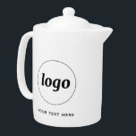 Simple Logo Text Business Branding Promotional Teapot<br><div class="desc">Simple logo and custom text design for your business. Replace the logo and text with your own to customize. Use them yourself, in your restaurant, bar, cafe or business, give them to your employees and staff, sell them to customers and clients or give them away as promotional material to inspire...</div>