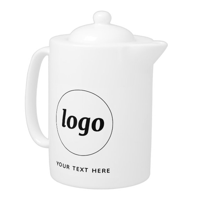 Simple Logo Text Business Branding Promotional Teapot (Left)