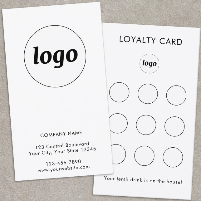 Simple Logo Text Business Customer Loyalty Card (Simple logo with custom text business branding promotional customer loyalty cards)