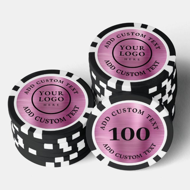 Simple Logo & Text Business Pink Casino Fundraiser Poker Chips (Stack)
