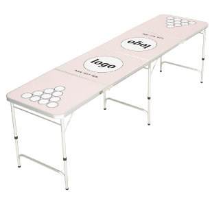 Simple Logo Text Business Promotional Blush Pink Beer Pong Table