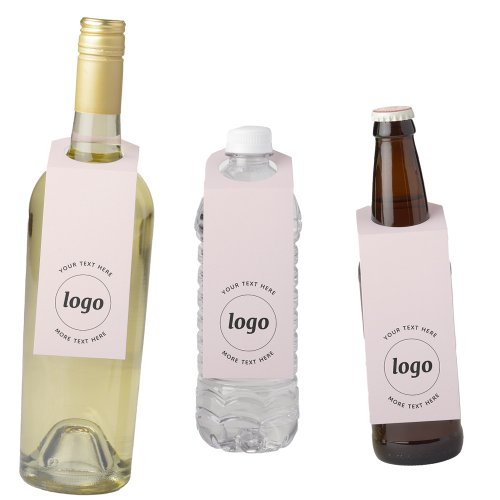 Simple Logo Text Business Promotional Blush Pink Bottle Hanger Tag