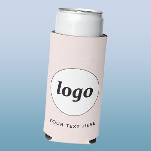 Simple Logo Text Business Promotional Blush Pink Seltzer Can Cooler