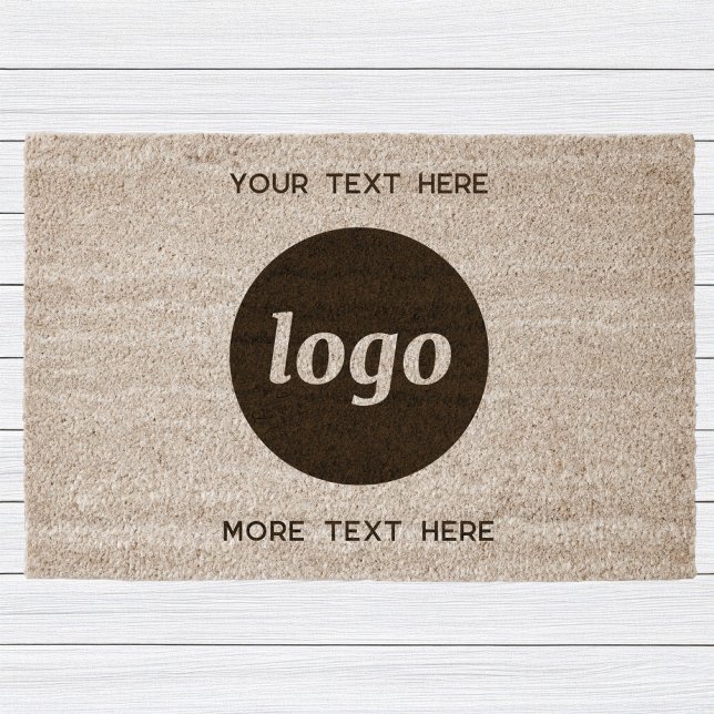 Simple Logo Text Business Promotional Branding Fiber Doormat (Simple logo with custom text business branding promotional coir fiber doormat)