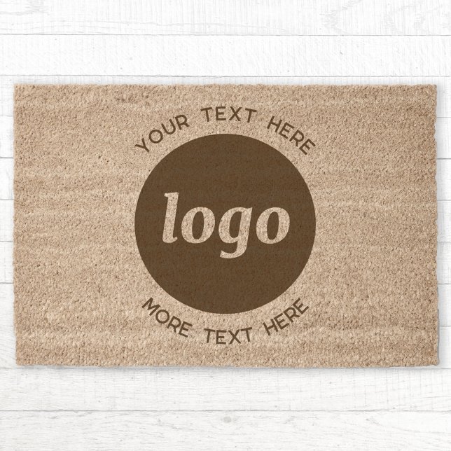 Simple Logo Text Business Promotional Branding Fiber Doormat (Simple logo with custom text business branding promotional coir doormat)