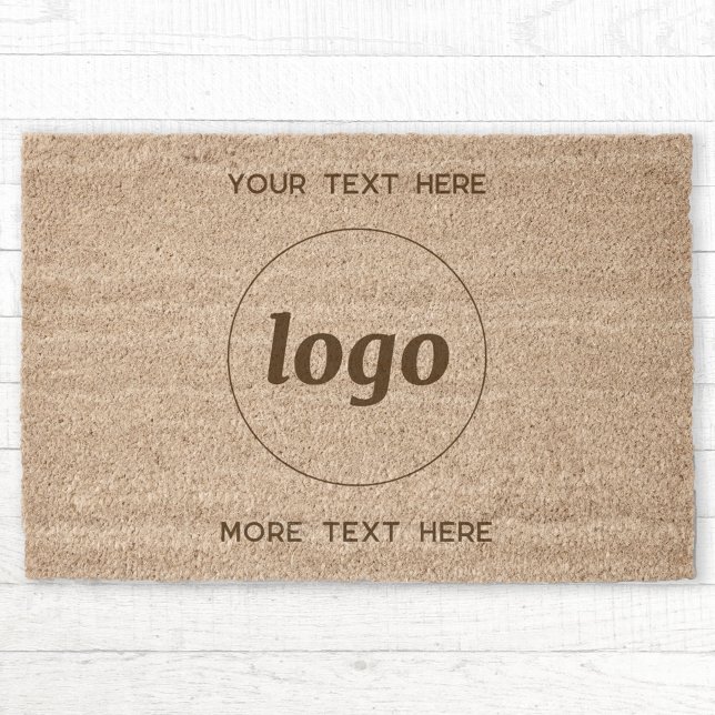 Simple Logo Text Business Promotional Branding Fiber Doormat (Simple logo with custom text business branding promotional coir fiber doormat)