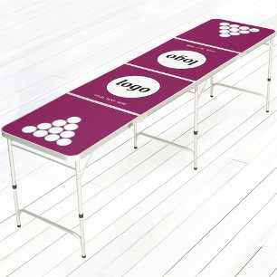 Simple Logo Text Business Promotional Cherry Pink Beer Pong Table