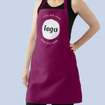 Simple Logo Text Business Promotional Dark Pink Apron<br><div class="desc">Add your own logo and choice of text to this design.  Remove the top or lower text if you prefer.  Minimalist and professional.  Great for employee uniform branding,  or as a promotional product for your clients and customers.</div>