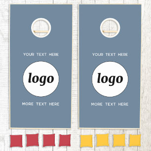 Simple Logo Text Business Promotional Dusty Blue Cornhole Set