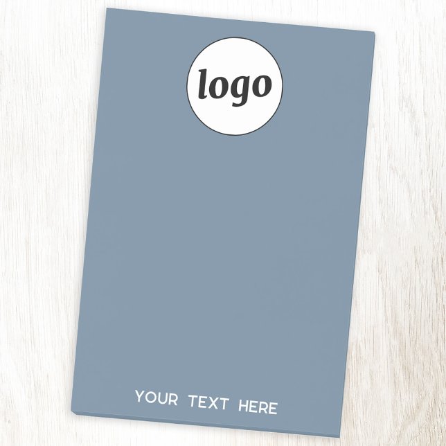 Simple Logo Text Business Promotional Dusty Blue Post-it Notes (Logo with custom text business promotional Post-It sticky notes)