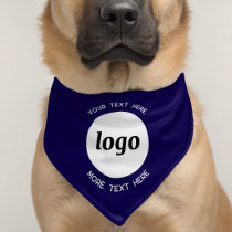 Simple Logo Text Business Promotional Navy Blue Pet Bandana Collar