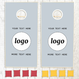 Simple Logo Text Business Promotional Powder Blue Cornhole Set