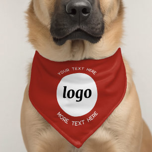 Simple Logo Text Business Promotional Red Pet Bandana Collar