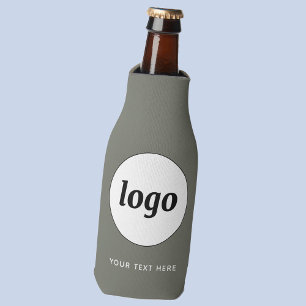 Simple Logo Text Business Promotional Sage Green Bottle Cooler