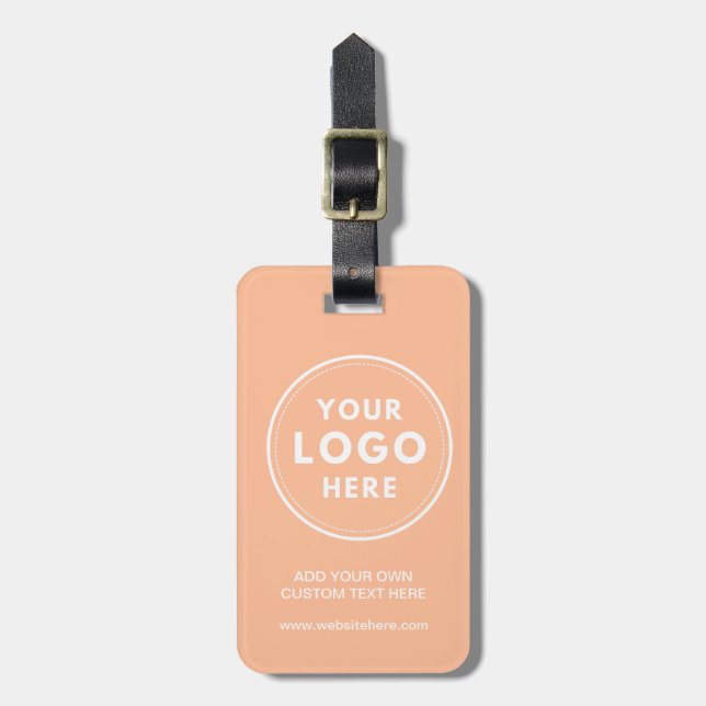 Simple Logo Text Peach Luggage Tag (Front Vertical)