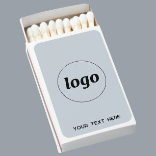 Simple Logo Text Powder Blue Business Promotional Matchboxes