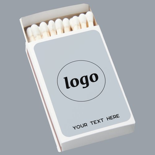 Simple Logo Text Powder Blue Business Promotional Matchboxes