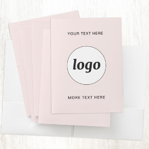 Simple Logo Text Professional Branding Blush Pink Pocket Folder