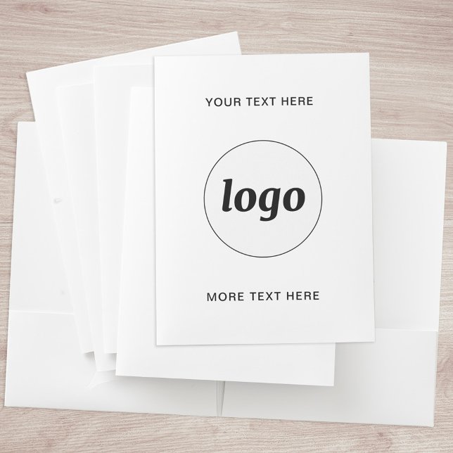 Simple Logo Text Professional Branding Pocket Folder (Simple logo with custom text business branding promotional file folders)