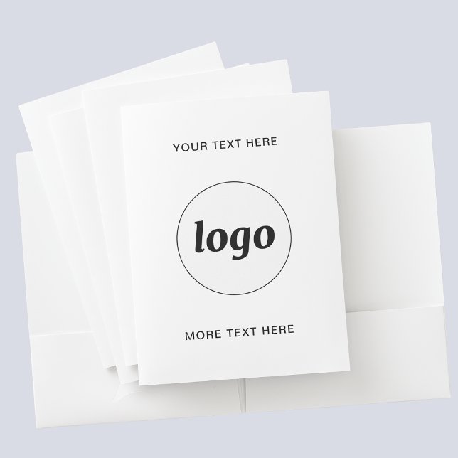 Simple Logo Text Professional Branding Pocket Folder (Simple logo with custom text business branding promotional file folders)