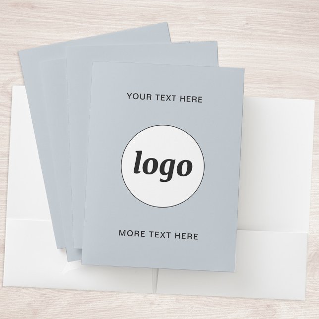Simple Logo Text Professional Branding Powder Blue Pocket Folder (Simple logo with custom text business branding promotional file folders)