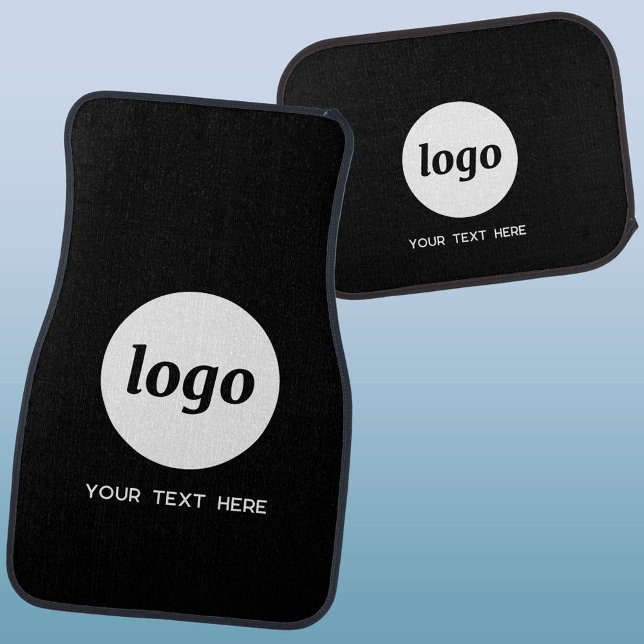 Simple Logo Text Promotional Business Black Car Floor Mat (Simple logo with custom text business branding promotional car mat)