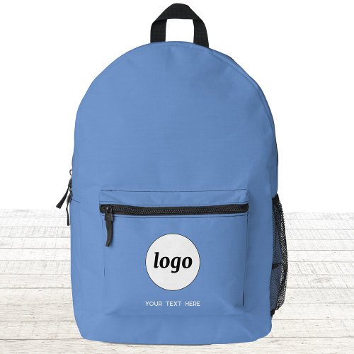 Simple Logo Text Promotional Business Blue Printed Backpack